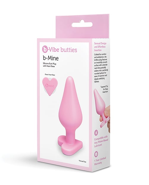 B-Vibe - B-Mine Butties 心形底座硅胶肛塞(粉色)