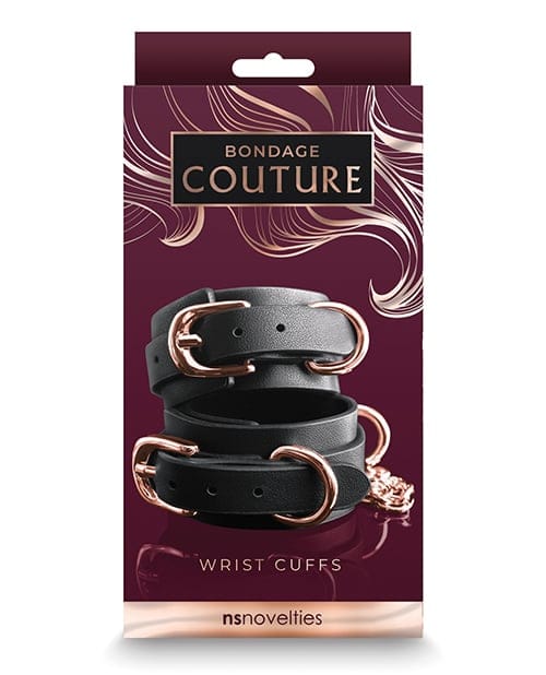NS Novelties - Bondage Couture Wrist Cuffs (Black) NS1180 CherryAffairs
