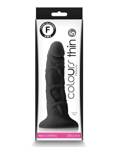 NS Novelties - Colours Pleasures 12.7 cm Slim Suction Dildo (Black) NS1182 CherryAffairs