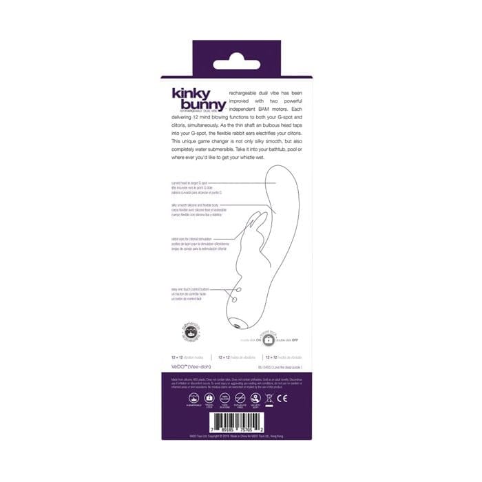 VeDO - Kinky Bunny Plus Rechargeable Rabbit Vibrator (Purple) - Purple