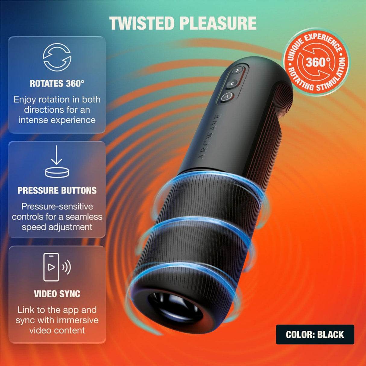 Arcwave - Orbit App-Controlled Rotating Stroker Masturbator (Black) AW1020 CherryAffairs