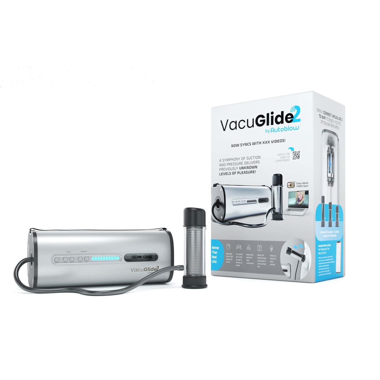 Autoblow - Vacuglide 2 by Autoblow: Suction-Aided Milking Machine (Silver) AB1033 CherryAffairs