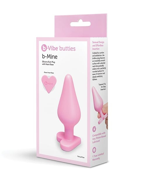 B-Vibe - B-Mine Butties Heart-Base Silicone Anal Plug (Pink) BV1027 CherryAffairs