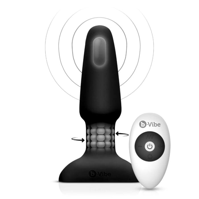 B-Vibe - Rimming 2 Remote Control Vibrating Anal Plug (Black) - CherryAffairs.sg