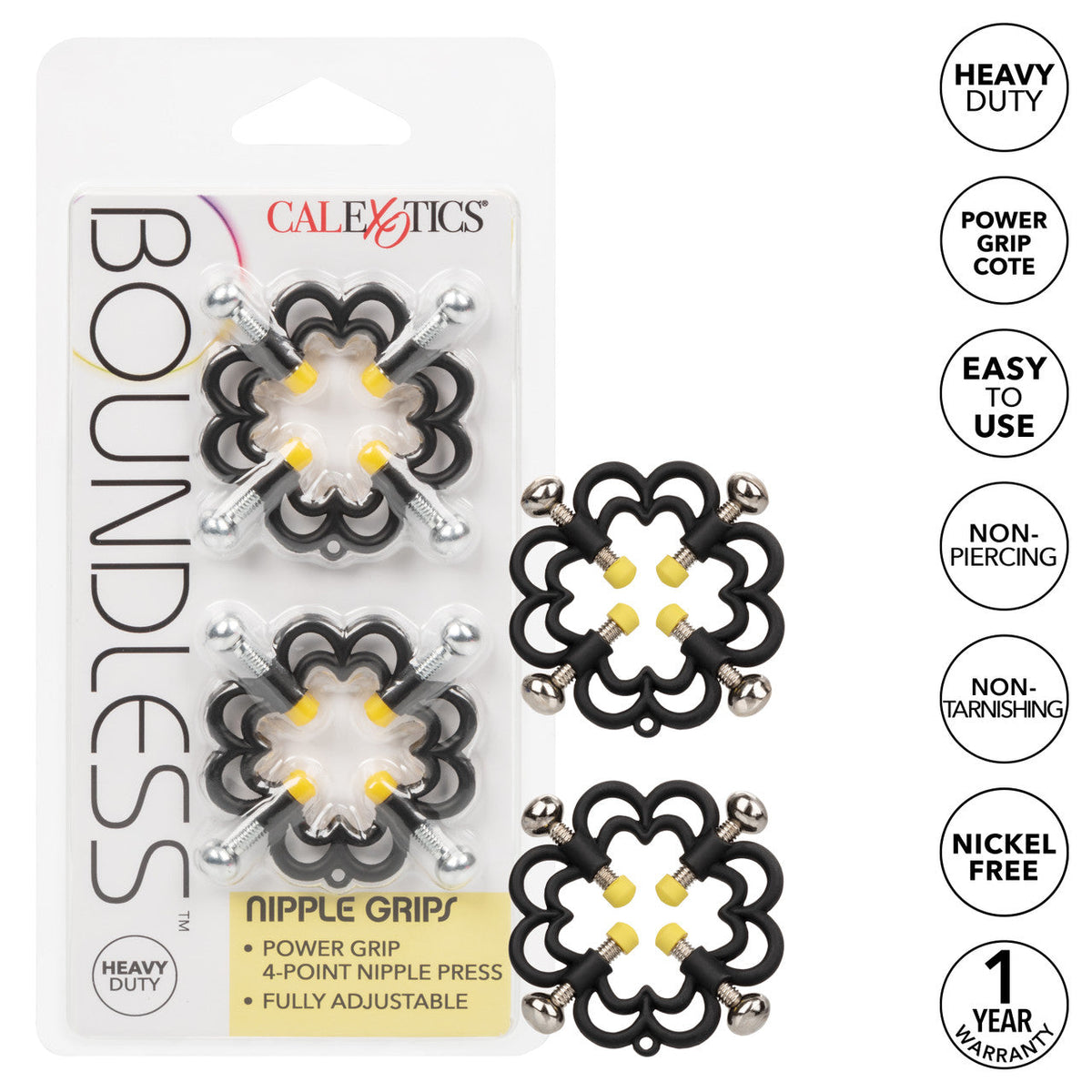 CalExotics - Boundless Adjustable Four Point Nipple Grips (Black) CE2187 CherryAffairs