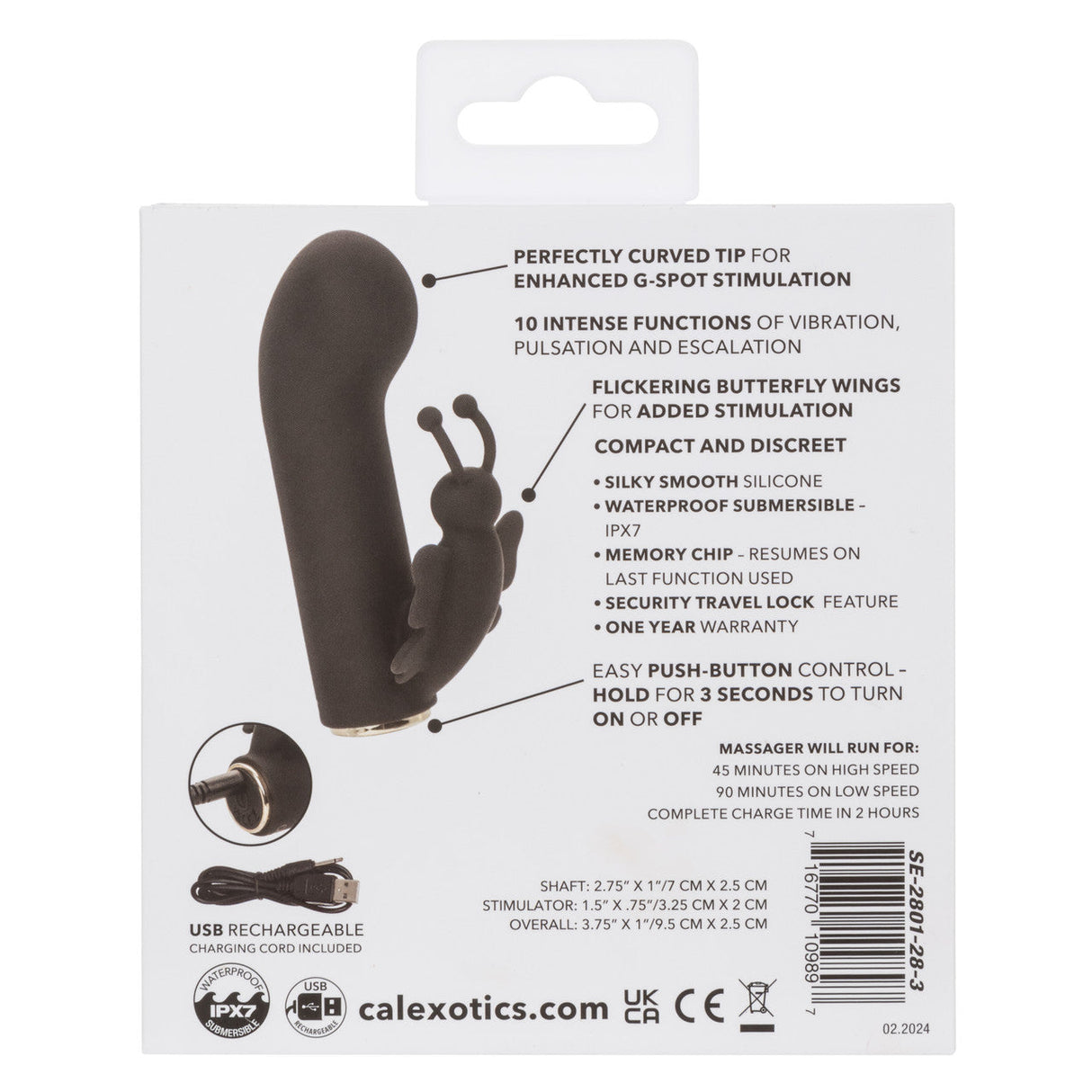 CalExotics - Raven Butterfly Rechargeable Mini Dual Vibrator (Black) â product view 5
