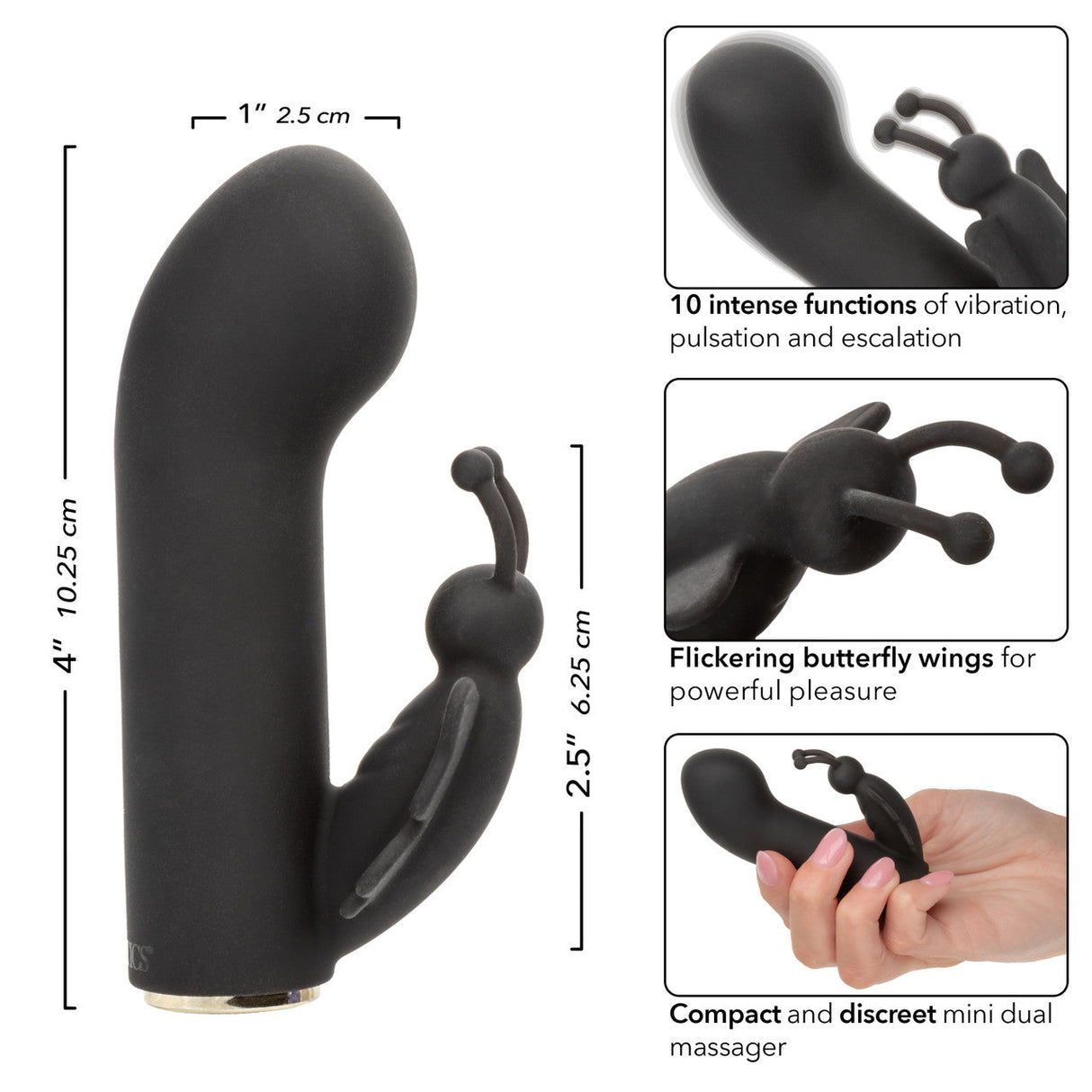 CalExotics - Raven Butterfly Rechargeable Mini Dual Vibrator (Black) â product view 6