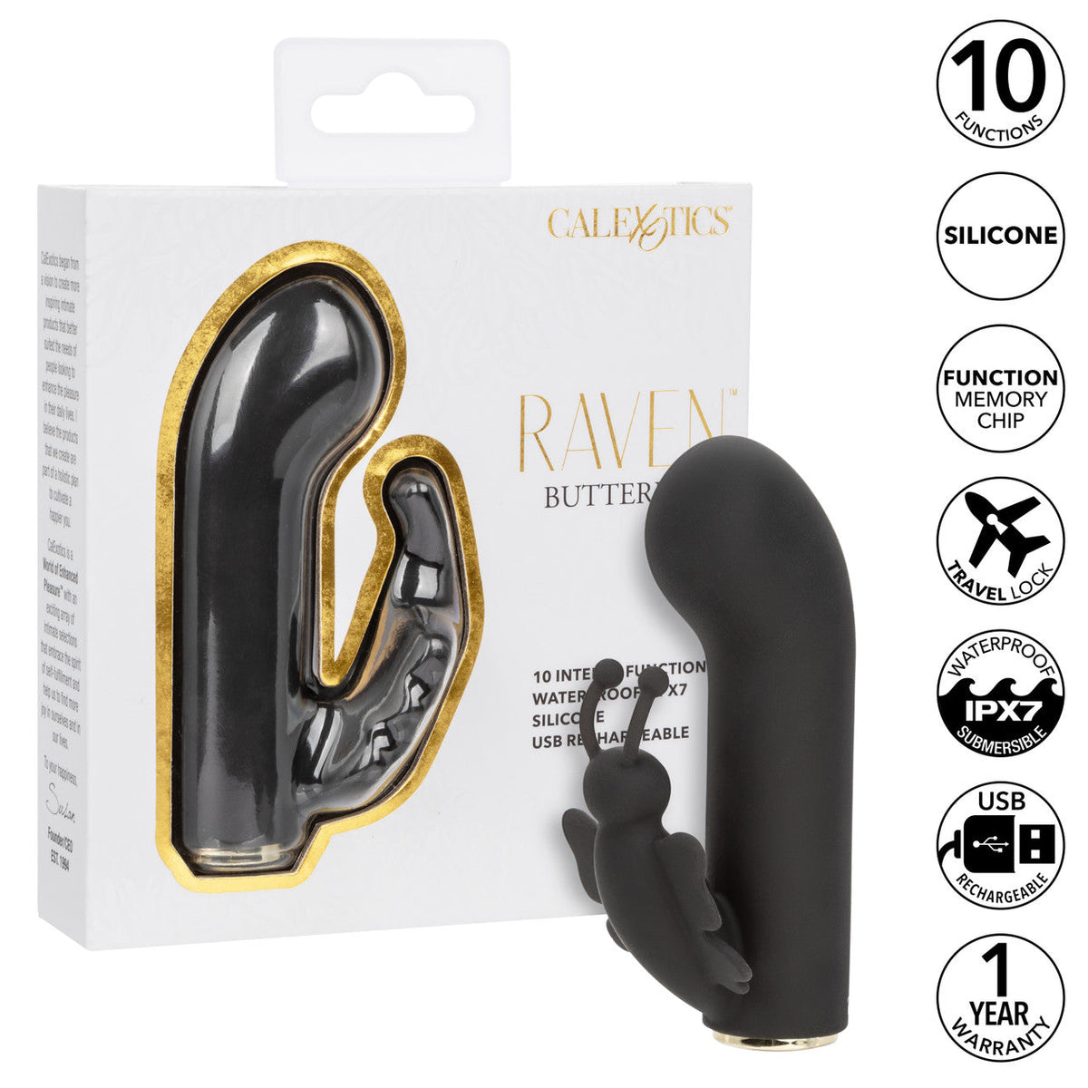 CalExotics - Raven Butterfly Rechargeable Mini Dual Vibrator (Black) â product view 7