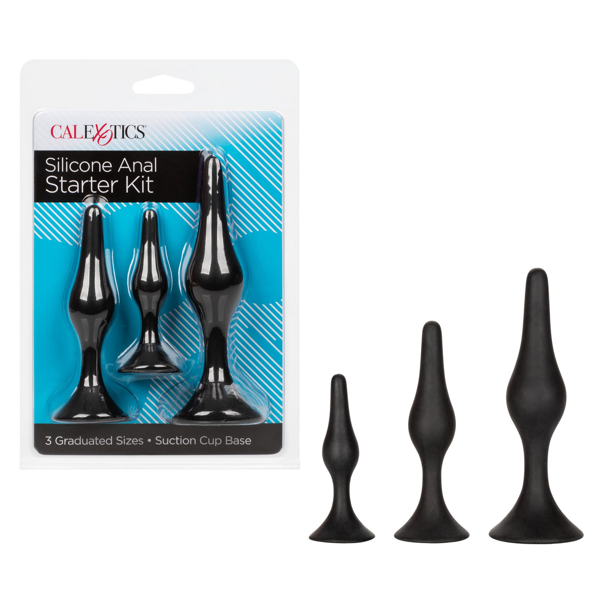 CalExotics - Silicone Graduated Anal Starter Kit with Suction Bases (Black) – product view 15