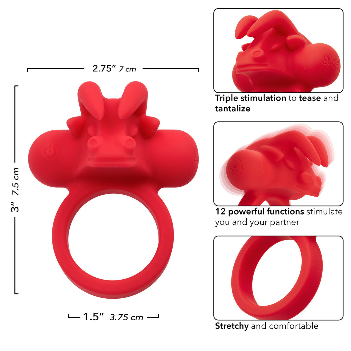 CalExotics - Rechargeable Matador Triple-Stimulation Cock Ring (Red) CE2199 CherryAffairs
