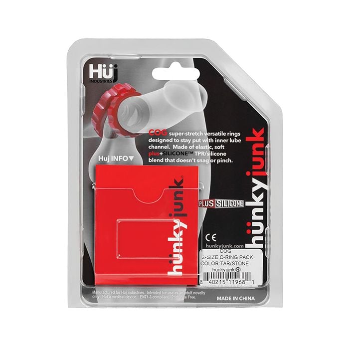Hunky Junk - Cog Textured Cock Ring Set in Two Sizes OX1051 CherryAffairs