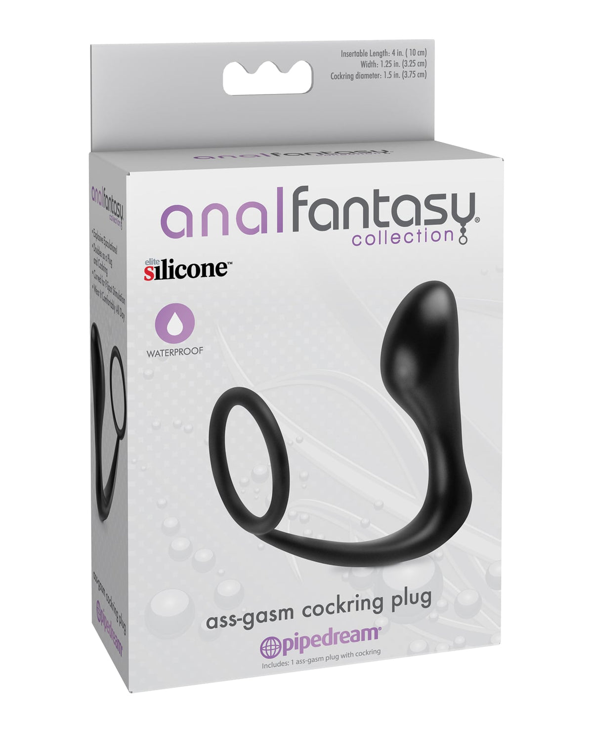 Pipedream - Anal Fantasy Ass-Gasm Silicone Cock Ring & Anal Plug (Black) – product image
