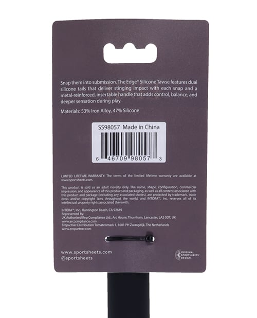 Sportsheets - Edge Silicone Tawse Double Tail Impact Paddle (Black) SS1083 CherryAffairs