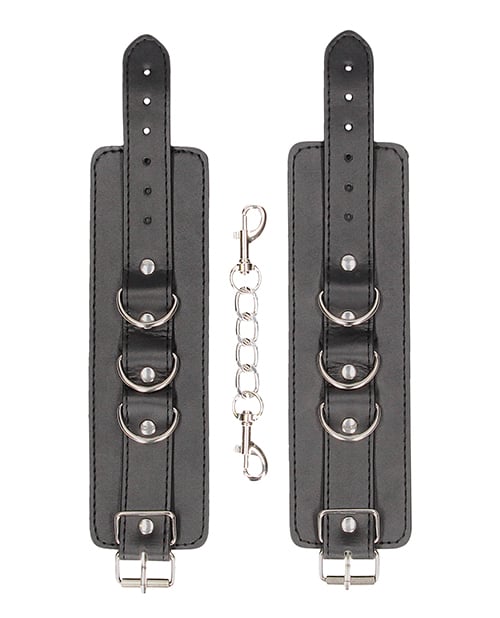 Shots - Ouch Bonded Leather Hand and Ankle Cuffs (Black) – product view 4