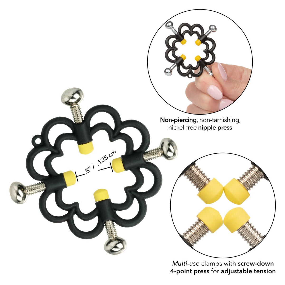 CalExotics - Boundless Adjustable Four Point Nipple Grips (Black) CE2187 CherryAffairs