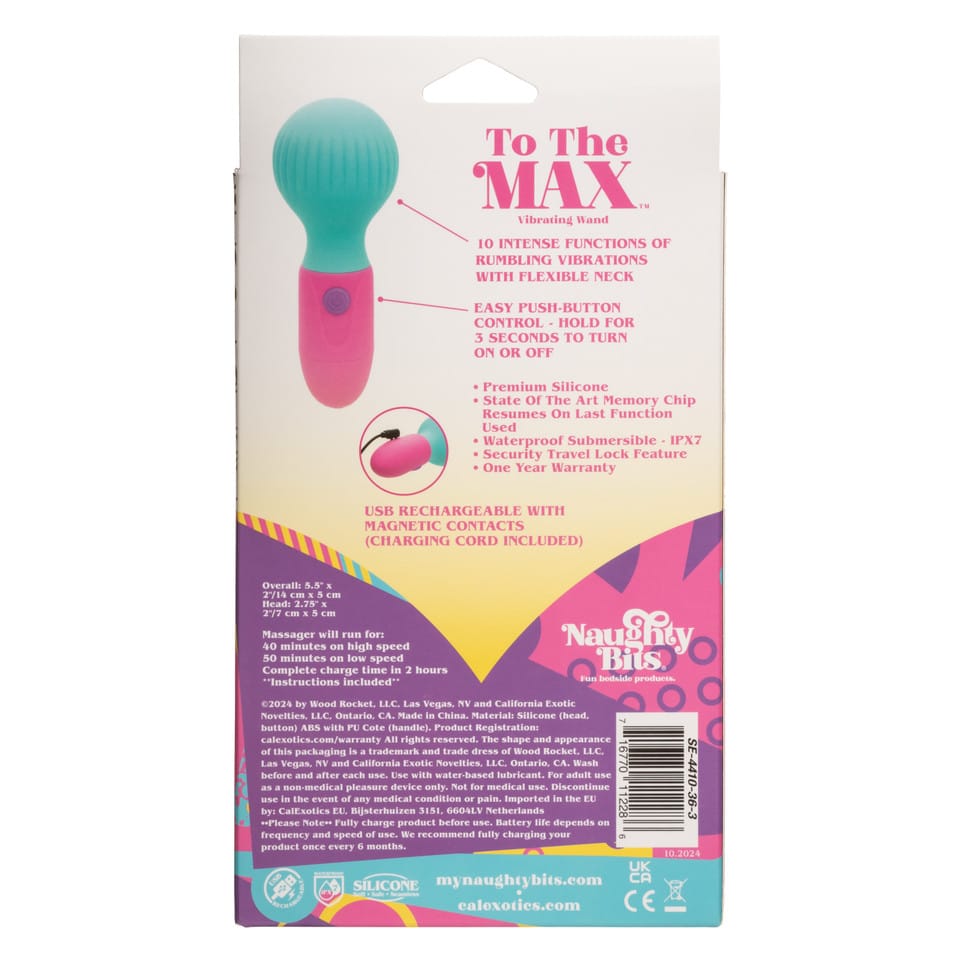 CalExotics - Naughty Bits To The Max Rechargeable Mini Wand Vibrator (Blue) CE2145 CherryAffairs