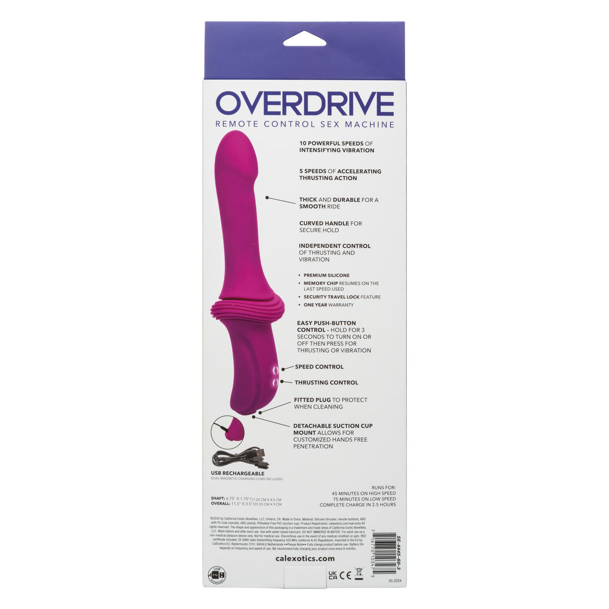 California Exotics - Overdrive Remote Control Sex Machine Smooth Thruster (Pink) CE2118 CherryAffairs
