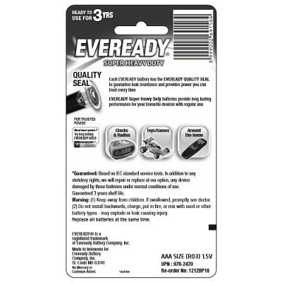 Eveready - Super Heavy Duty M1215 AAA Battery Value Pack CherryAffairs