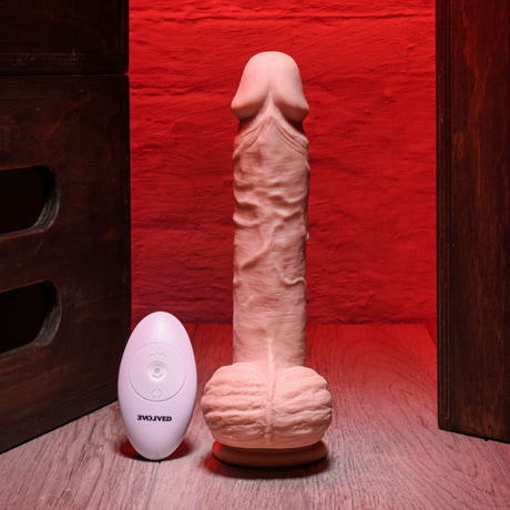 Evolved - Full Monty Light Vibrating Thursting Remote Realistic Dildo (Beige) EV1150 CherryAffairs