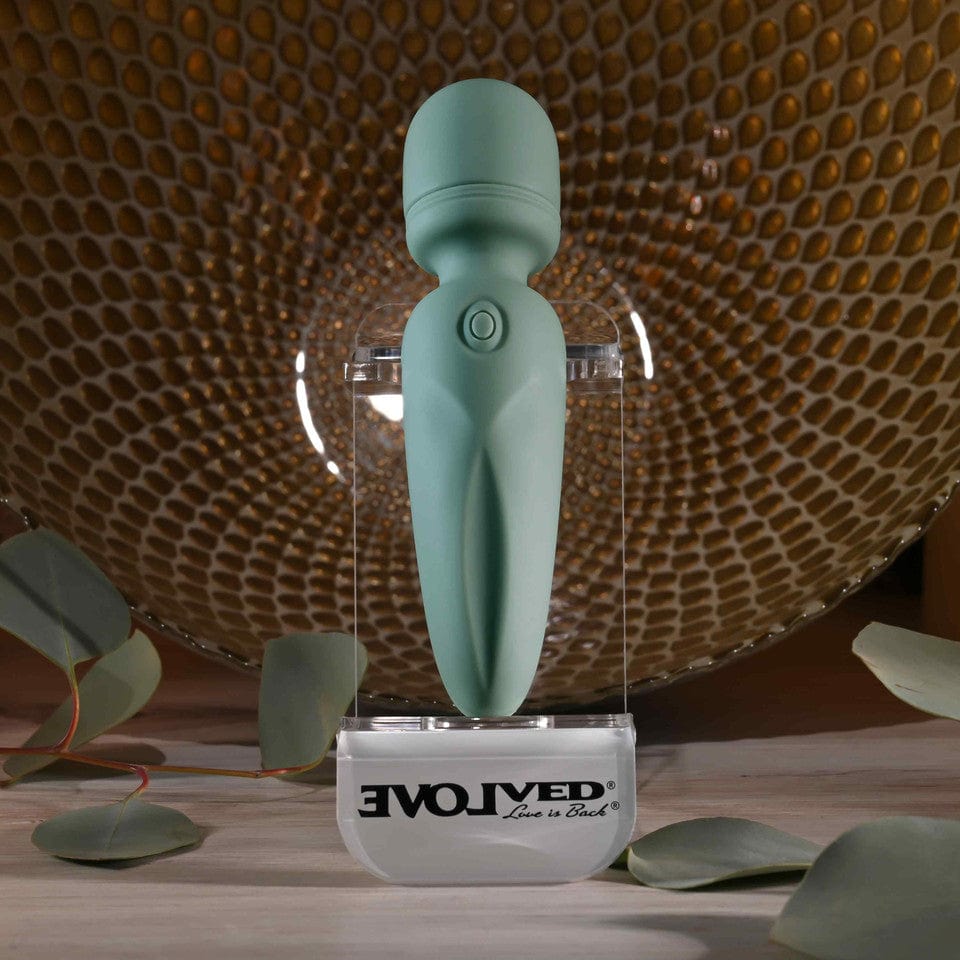 Evolved - Rumble Vibrating Mini Wand Massager (Green) EV1190 CherryAffairs