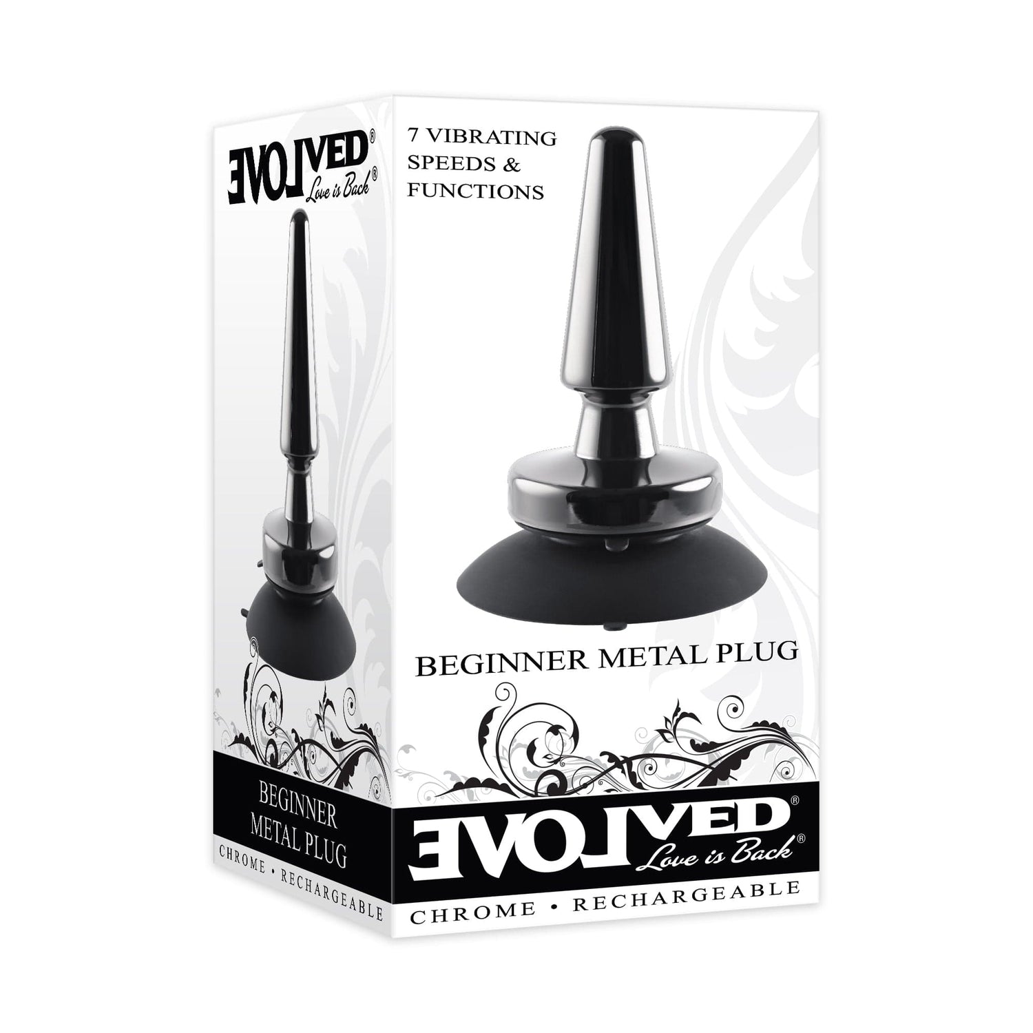 Evolved - Vibrating Metal Anal Plug with Suction Cup EV1073 CherryAffairs