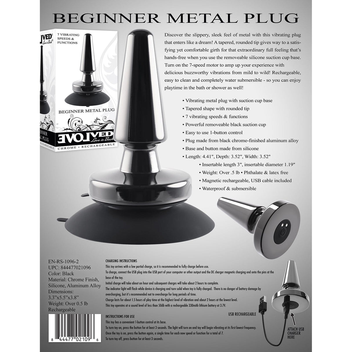 Evolved - Vibrating Metal Anal Plug with Suction Cup CherryAffairs