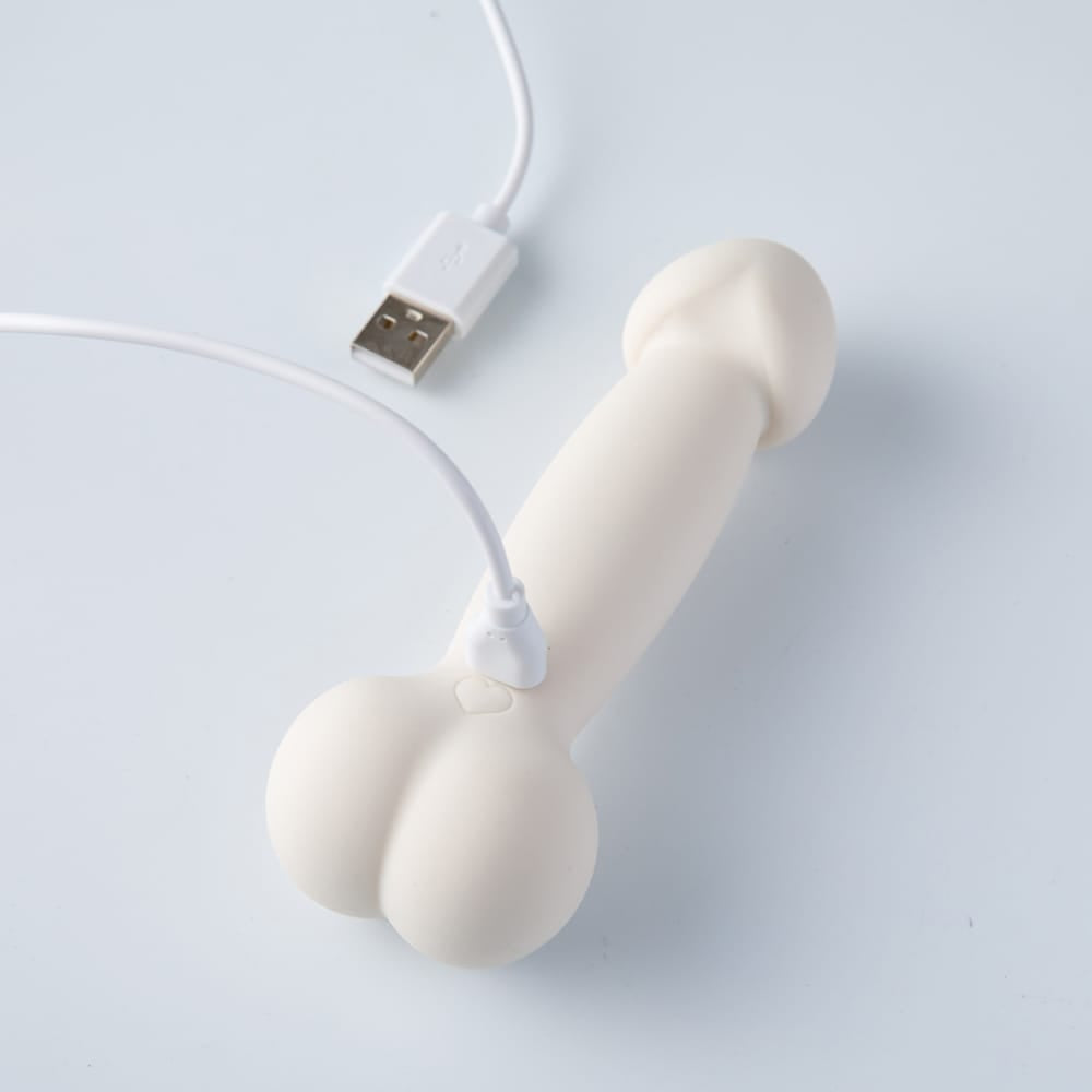 Fuji World - Spoony Cock n Balls Vibrating Dildo (White) OT1289 CherryAffairs