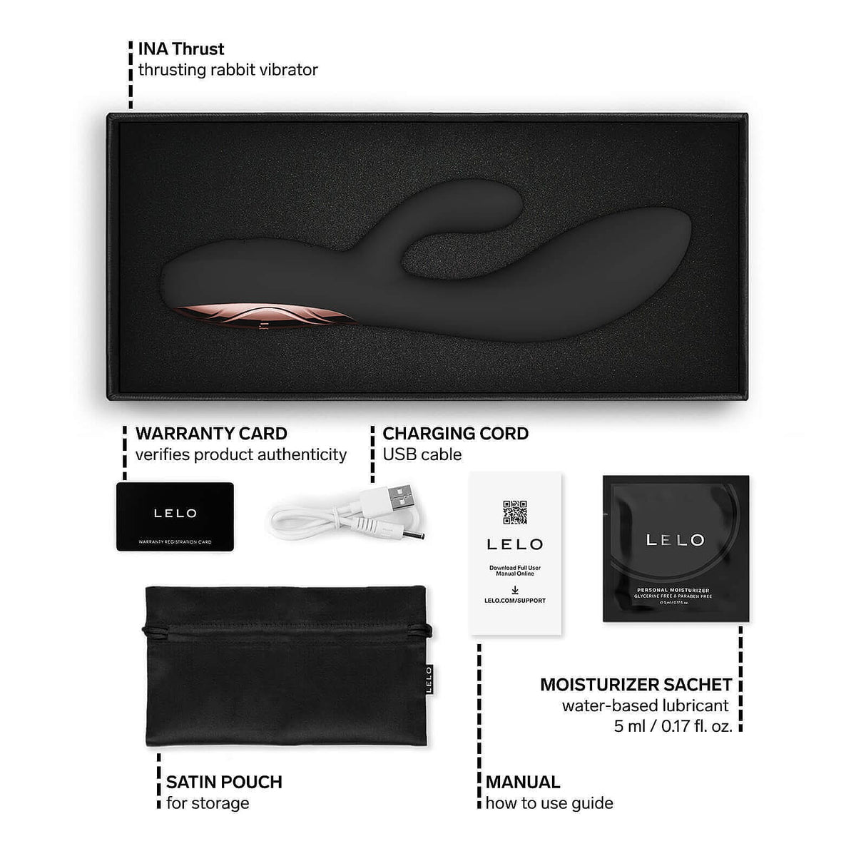 LELO - Ina Thrust App Controlled Thrusting Rabbit Vibrator CherryAffairs