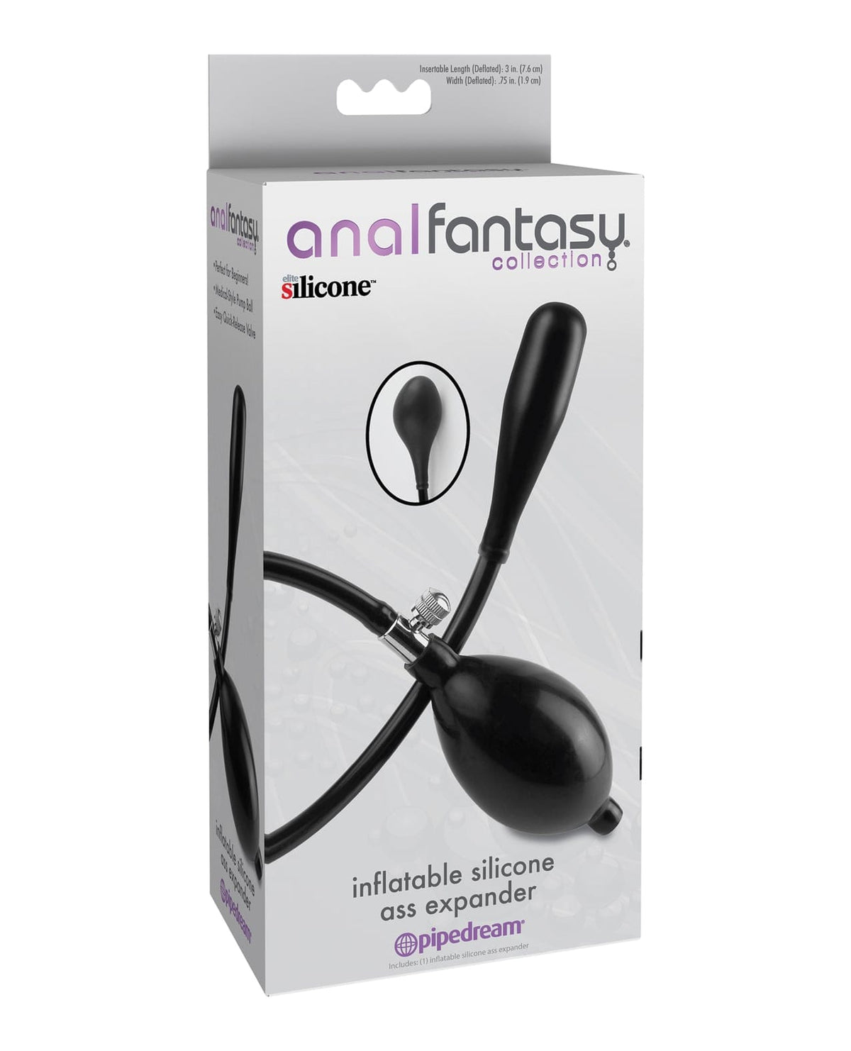 Pipedream - Anal Fantasy Inflatable Silicone Anal Plug with Hand Pump (Black) PD2070 CherryAffairs