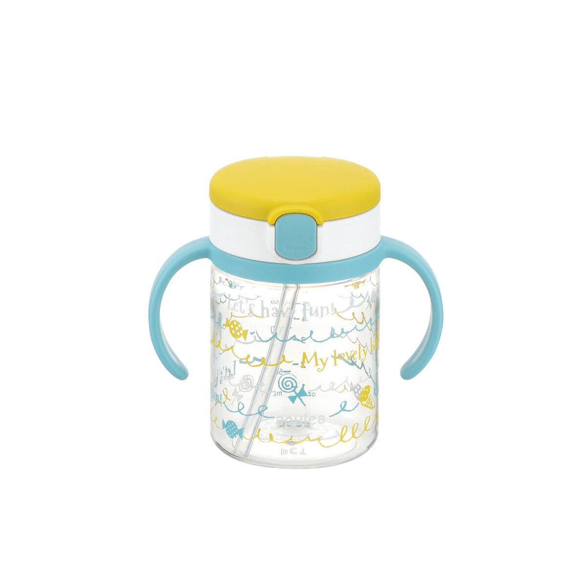 Richell - Aqulea Clear Tritan Sippy Straw Baby Water Bottle Mug  Yellow 4973655220153 Baby Water Bottle