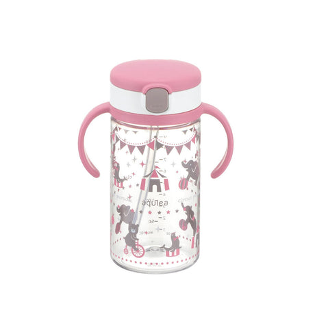 Richell - Aqulea Clear Tritan Sippy Straw Baby Water Bottle Mug  Pink 4973655220177 Baby Water Bottle
