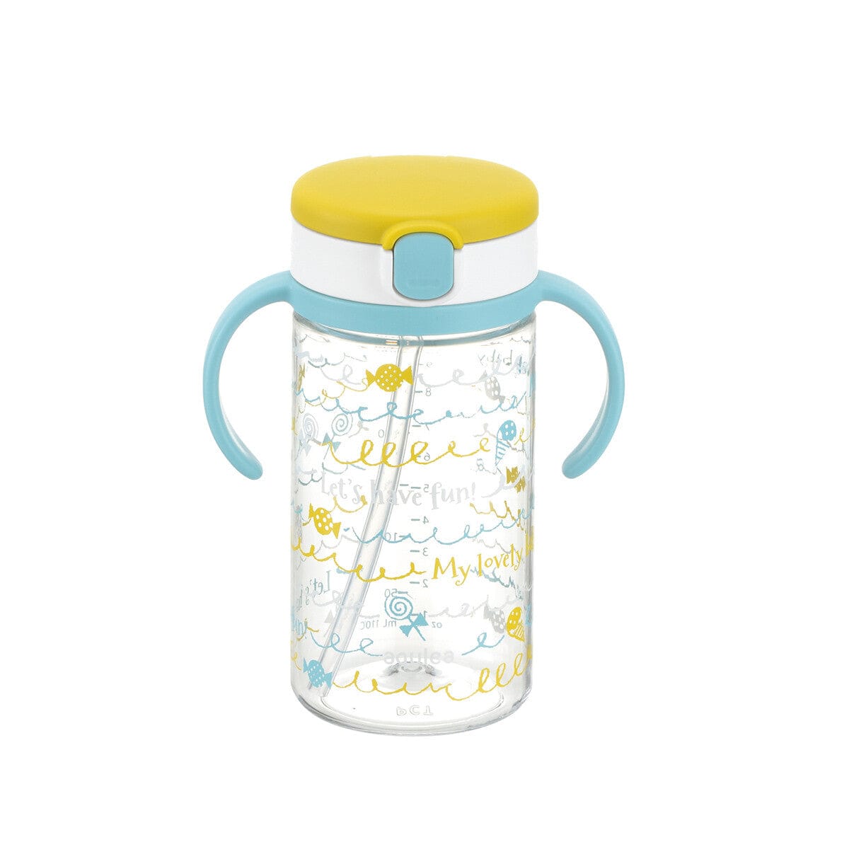 Richell - Aqulea Clear Tritan Sippy Straw Baby Water Bottle Mug  Yellow 4973655220184 Baby Water Bottle