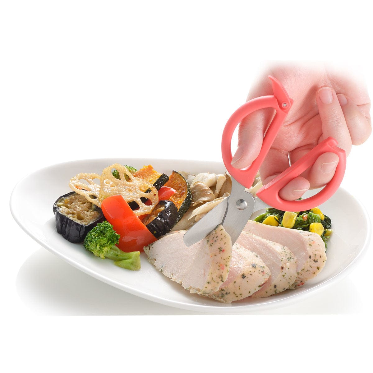Richell - Odekake Lunch Kun Scissors for Baby Food with Storage Case    Baby Food Scissors