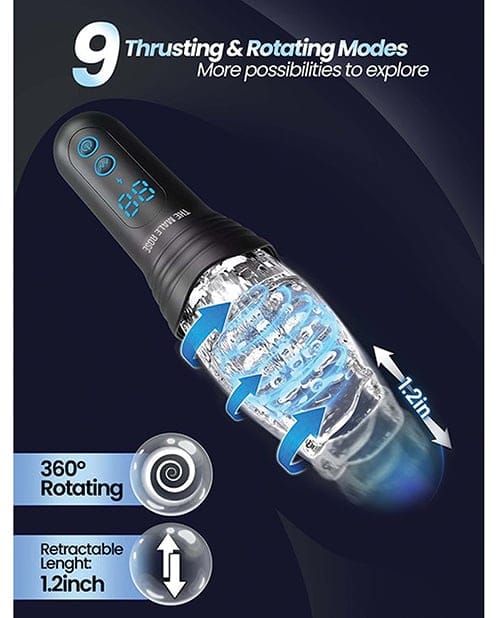 The Male Rose - Pro Thrusting, Rotating & Vibrating 3D Masturbator (Black) TMR1003 CherryAffairs