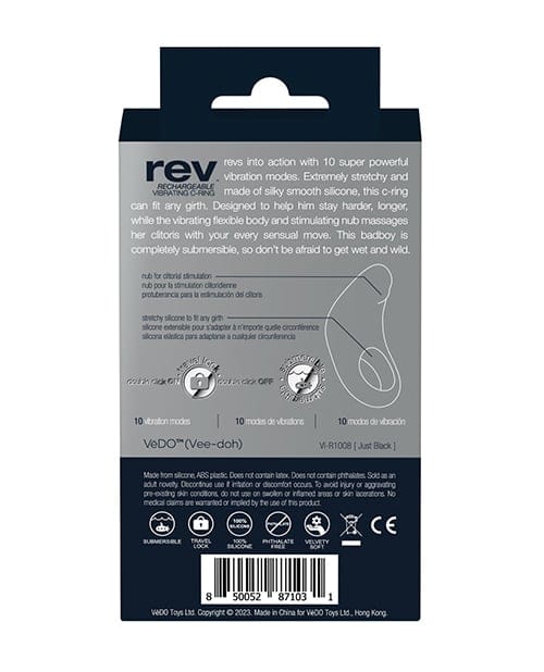 VeDO - Rev Rechargeable Vibrating Cock Ring (Black) VD1150 CherryAffairs
