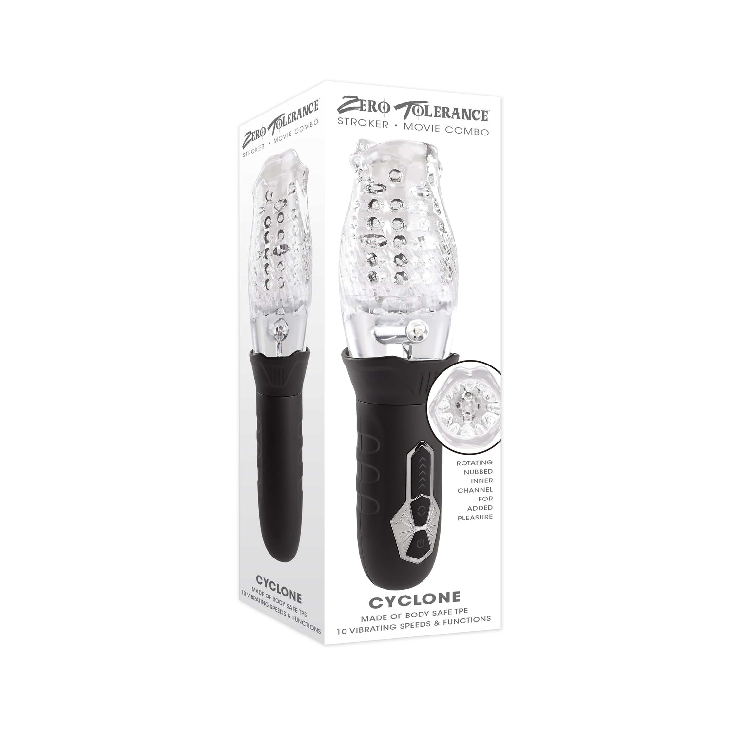 Zero Tolerance - Cyclone Rotating Vibrating Stroker Masturbator (Clear) ZR1067 CherryAffairs