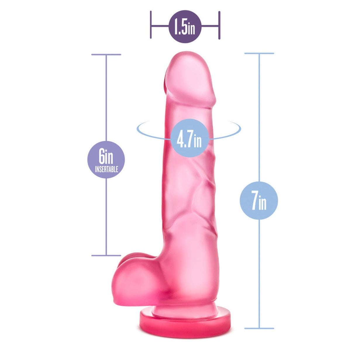 Blush Novelties - B Yours Sweet n Hard 4 Realistic Dildo with Balls 7" (Pink) BN1132 CherryAffairs