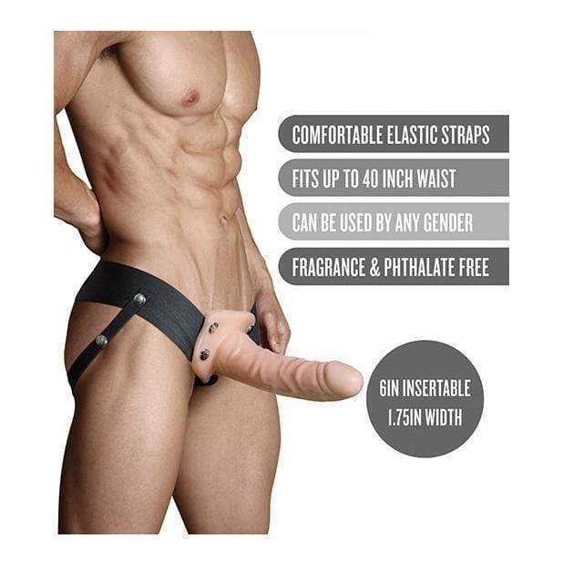 Blush Novelties - Dr Skin Hollow Strap On 6" (Beige)    Strap On with Hollow Dildo for Male (Non Vibration)