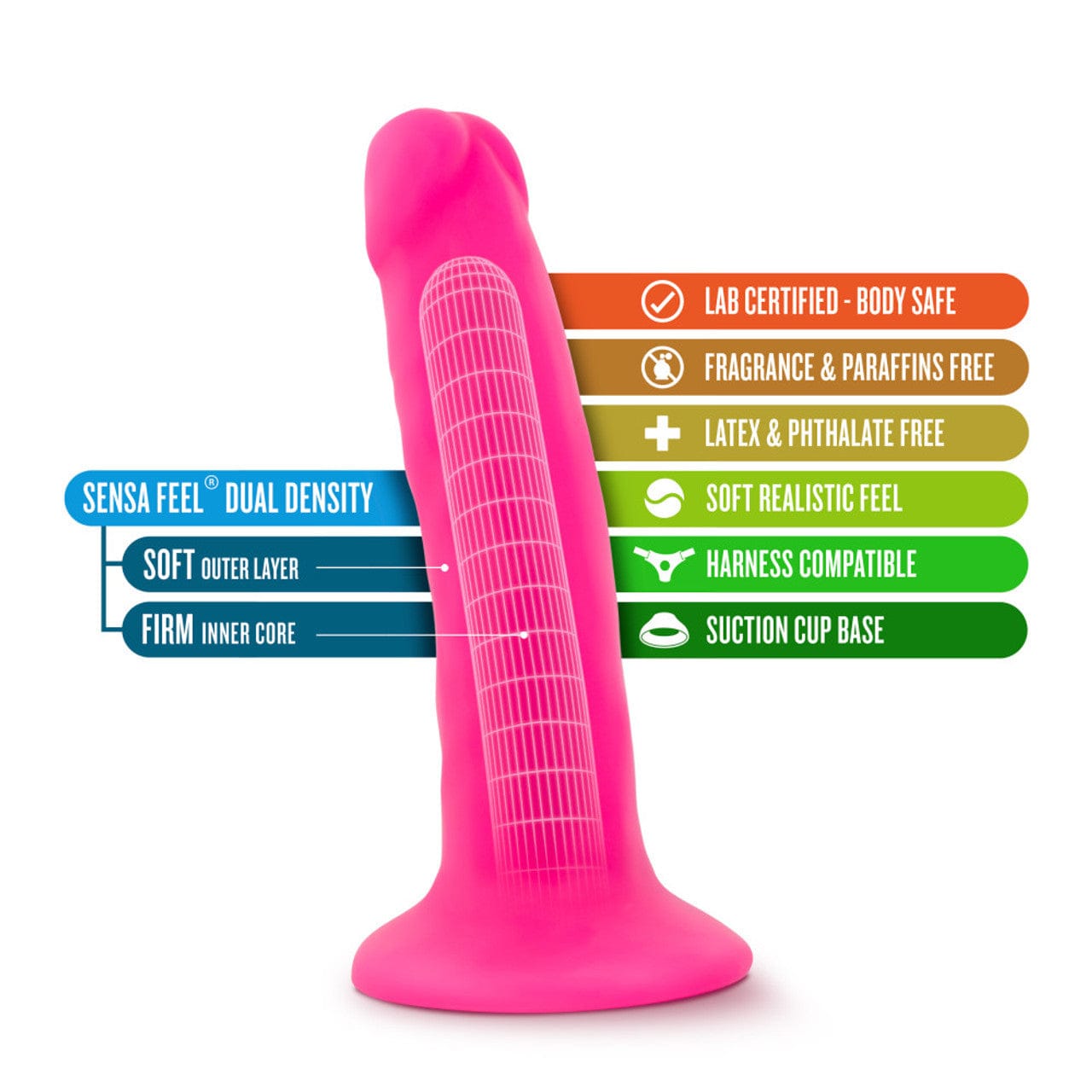 Blush Novelties - Neo Dual Density Realistic Cock 6"    Realistic Dildo with suction cup (Non Vibration)