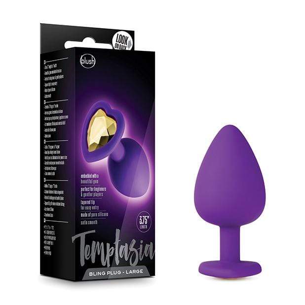Blush Novelties - Temptasia Bling Anal Plug with Gem Medium & Large Purple 819835024484 Anal Plug (Non Vibration)