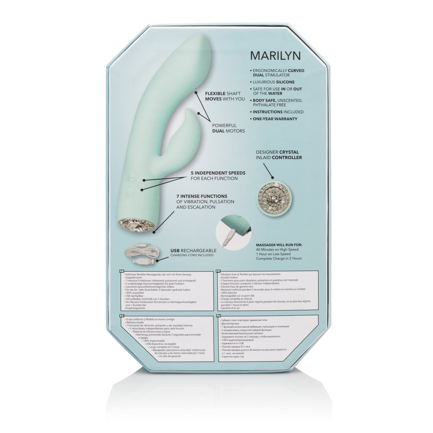 Calexotics - Pave Silicone Rabbit Vibrator Marilyn (Blue) CE1555 CherryAffairs