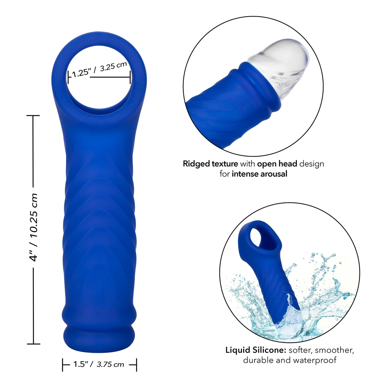 California Exotics - Admiral Liquid Silicone Wave Extension Cock Sleeve (Blue) CE1969 CherryAffairs