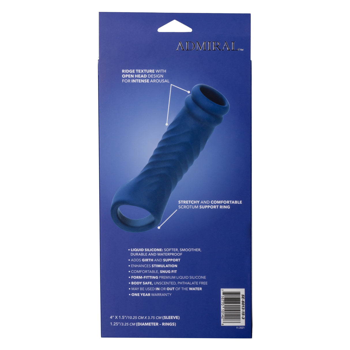 California Exotics - Admiral Liquid Silicone Wave Extension Cock Sleeve (Blue) CE1969 CherryAffairs