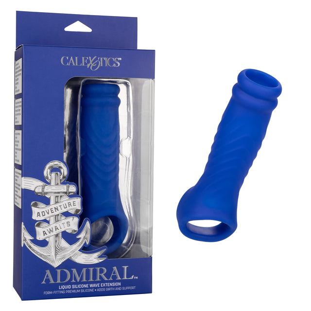 California Exotics - Admiral Liquid Silicone Wave Extension Cock Sleeve (Blue) CE1969 CherryAffairs