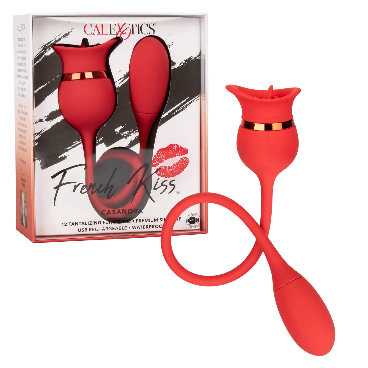 California Exotics - French Kiss Casanova Egg and Clit Massager (Red) CE1778 CherryAffairs