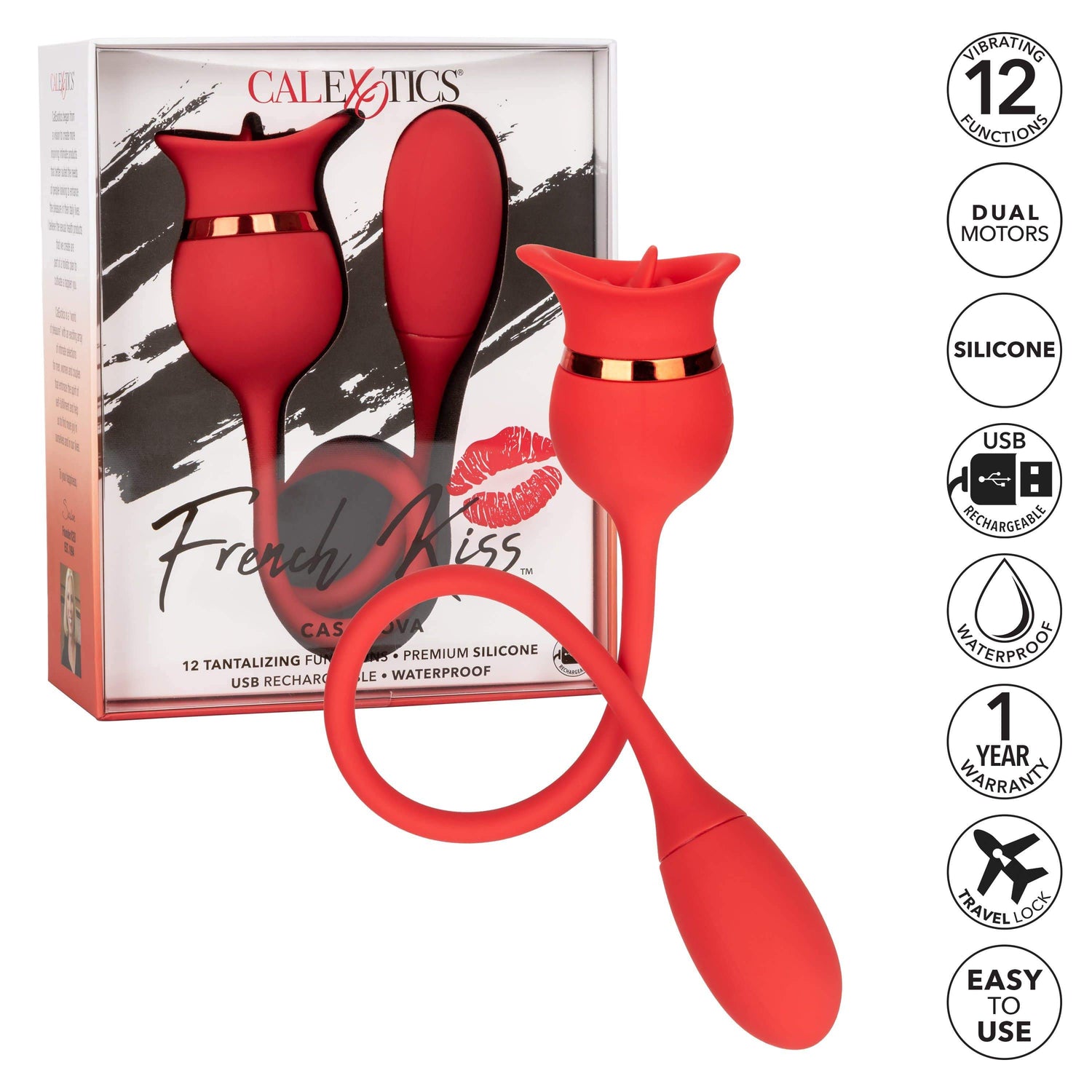 California Exotics - French Kiss Casanova Egg and Clit Massager (Red) CE1778 CherryAffairs