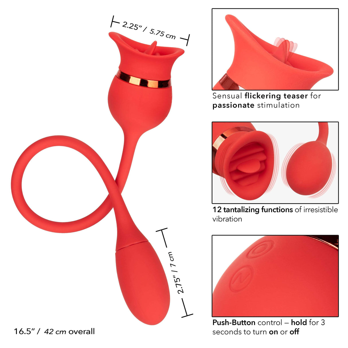 California Exotics - French Kiss Casanova Egg and Clit Massager (Red) CE1778 CherryAffairs