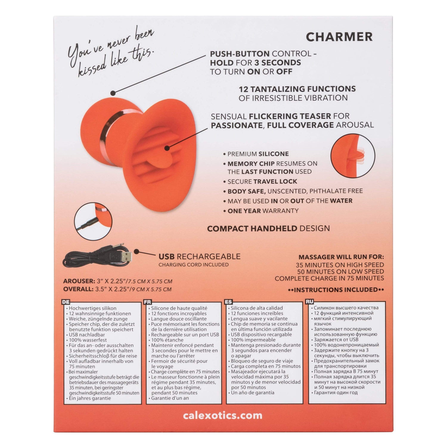 California Exotics - French Kiss Charmer Clit Massager (Red) CE1777 CherryAffairs