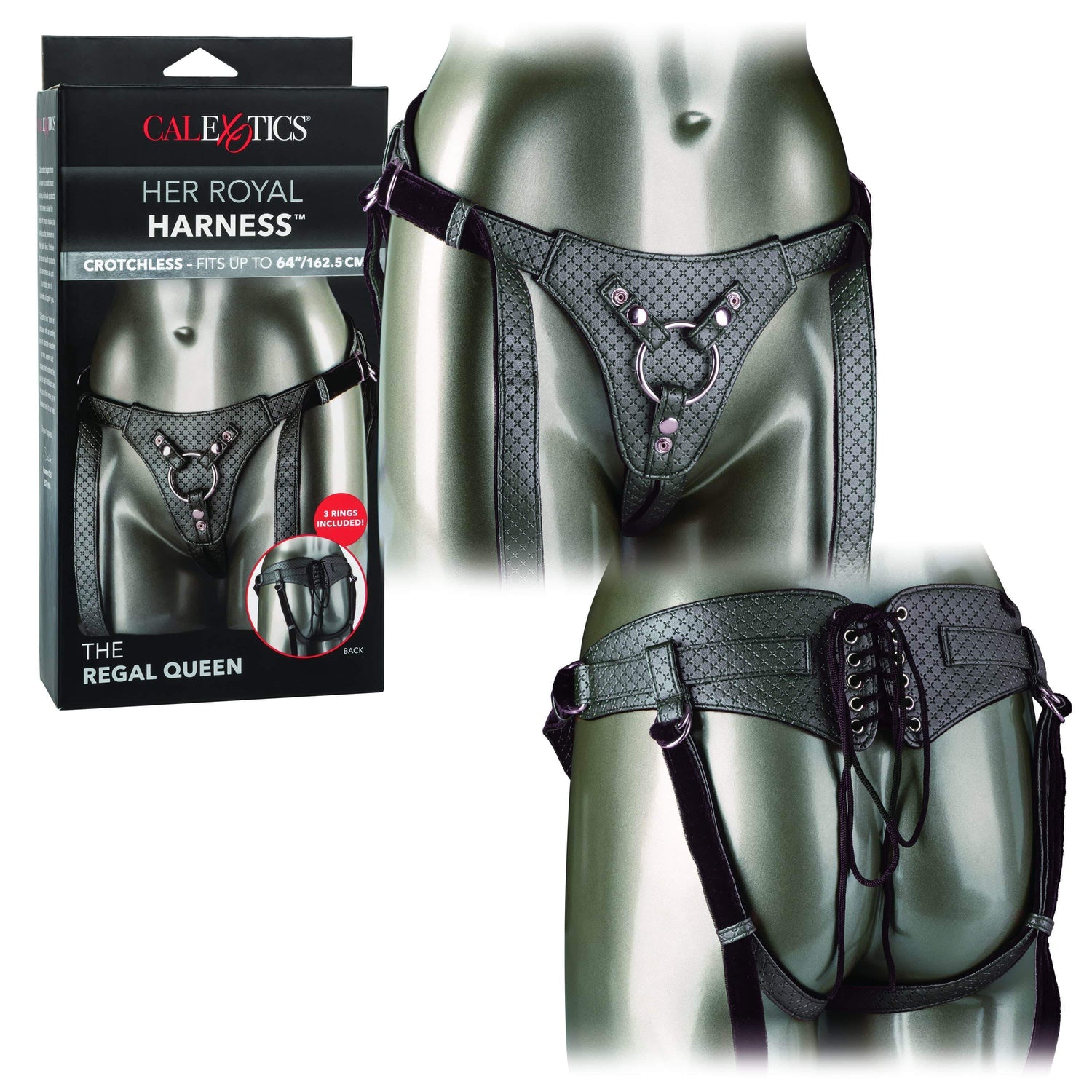 California Exotics - Her Royal Harness The Regal Queen Strap On (Black)    Strap On w/o Dildo