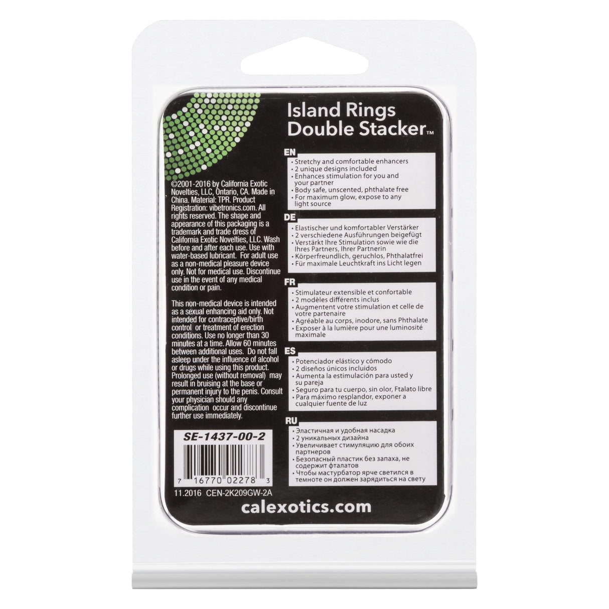 California Exotics - Island Rings Double Stacker Cock Ring (White) CE1808 CherryAffairs